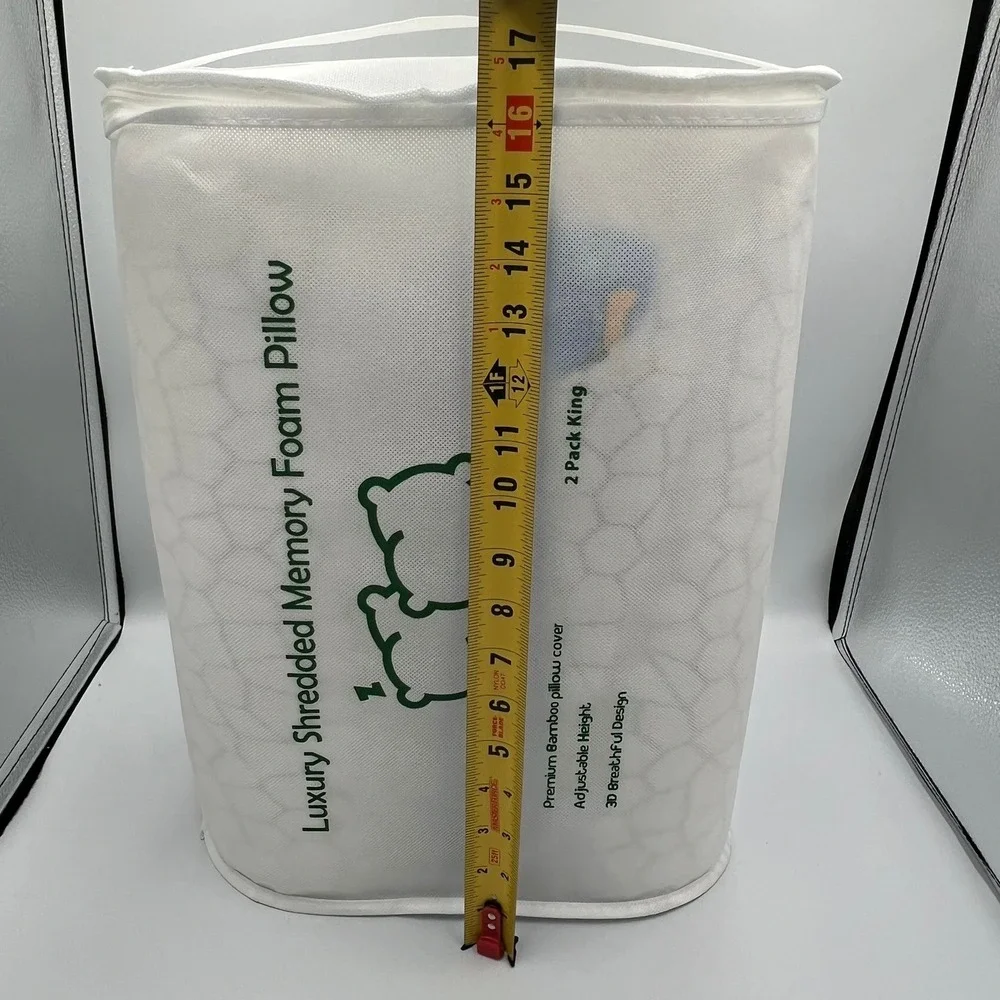 Shredded Memory Foam Pillows King White 2 Pack Cooling Brand New